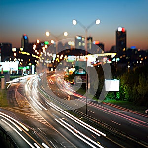 Night cityscape and highway,