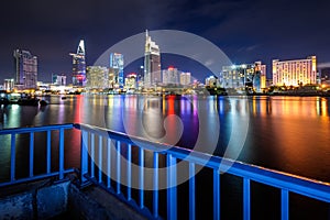 Night cityscape of Hochiminh city, Vietnam.