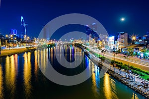 Night cityscapes of Hochiminh city, Vietnam.