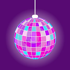 Night Club Disco Ball, Purple Mirrorball Vector