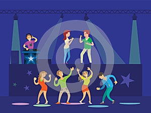 Night club, Dj and Singing Artists, Dancers Vector