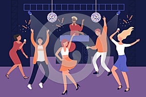 Night club people students discotheque vector illustration