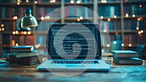 Night Coding Session in a Cozy Library: A Programmer's Haven