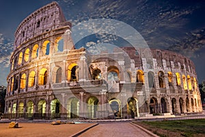 Night Colosseum under the coulds photo