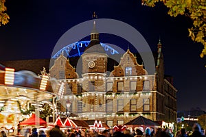 Night colourful atmosphere of Weihnachtsmarkt, Christmas market in DÃÂ¼sseldorf photo