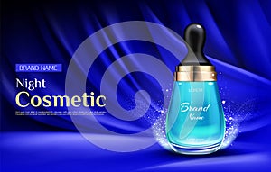 Night cosmetics beauty cream bottle with droplet ad