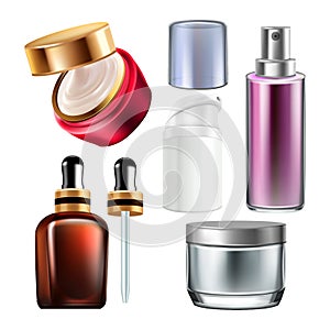 Night Cream And Cosmetics Containers Set Vector