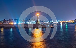 Night day and awesome lighthouse at alexandria coast egypt