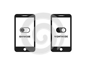 Night and day mode smartphone vector isolated icon. Technology concept. Social media concept. Day night switch. Vector icon mobile