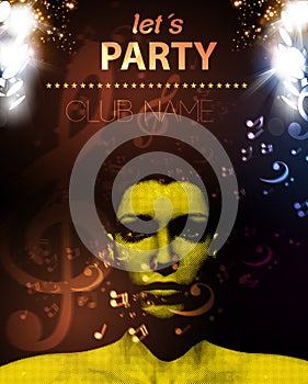 Night Disco Party Poster Background Template