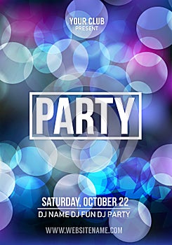 Night Disco Party Poster Background Template - Vector Illustration