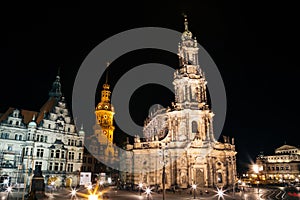 Night of Dresden square in Germany