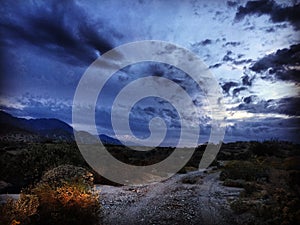 Night drive into the desert trails off Palm Springs California