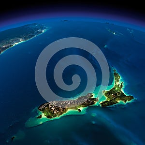 Night Earth. Pacific - New Zealand