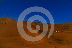 Night in Erg Chebbi Sand dunes near Merzouga, Morocco