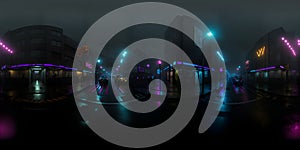 Night evening city street 360 degree HDRI map