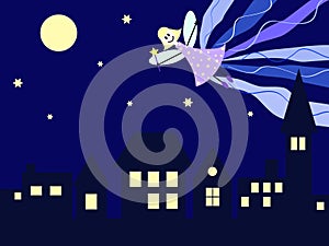 Night fairy over the city