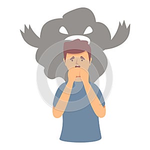 Night fear scare icon cartoon vector. Panic attack