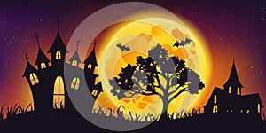 Night festive Halloween background or banner