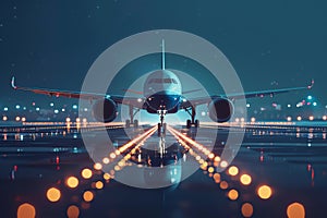 night flight plane, AI generated