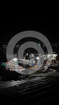 Night Floating Restaurant at Musi River, Palembang, Indonesia