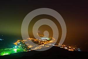 Night foggy High angle view of the Matsu Beigan Airport