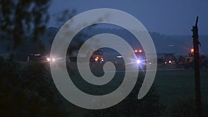 Night footage. Road construction works.