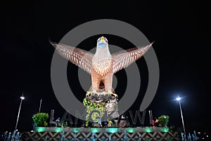 Night front view of Langkawi Eagle Monument