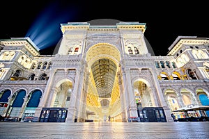 Night of Galleria Vittorio Emanuele II in Milan wide angle