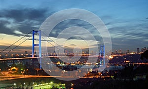 Night golden gate bridge and the lights istanbul, Turkey