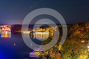 Night high angle view of the beautiful Lake Ozark