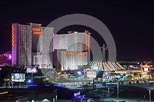 Night high angle view of the famous Circus Circus of Las Vegas