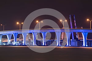 Night highlighted bridge.