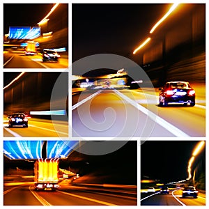 Night highway traffic impression pictures