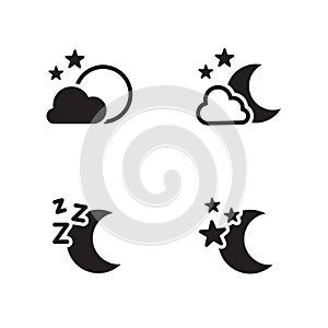 Night icons set