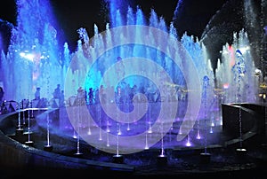 Night illuminated fountains