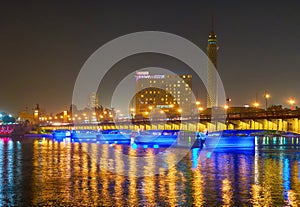 Night illumination in Cairo, Egypt