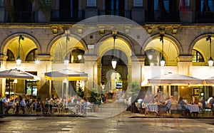 Night illumination of Royal square in Barcelona