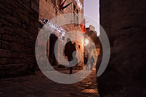 NIght inside of the village of Les Baux de Provence,