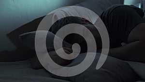 night insomnia sleep disorder disturbed man in bed
