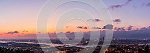 Night Istanbul panorama, view on the Bosphorus Bridge