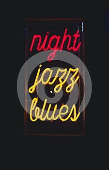 Night jazz blues neon sign