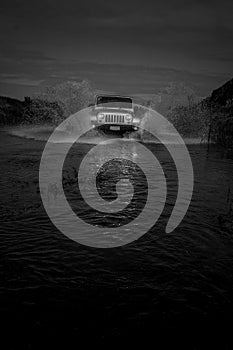 Night jeep river crossing