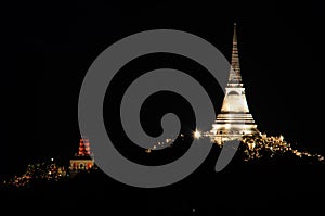 Night at Khao Wang Palace, an old Thai king palace in Phetchaburi , Thailand