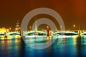 Night landscape with a bridge