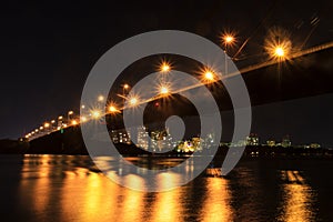 Night landscape of a bridge in a big city