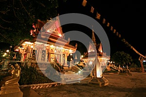 Night landscape of Buddhist shrine architecture