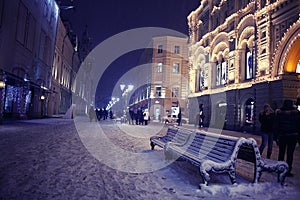 Night landscape in the center of Moscow