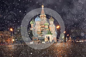 Night landscape in the center of Moscow