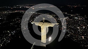 Night Landscape Of Christ The Redeemer Rio In Rio De Janeiro Brazil.